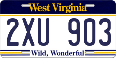 WV license plate 2XU903