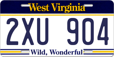 WV license plate 2XU904