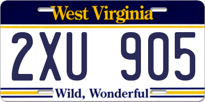 WV license plate 2XU905