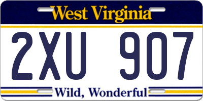 WV license plate 2XU907