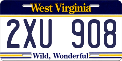 WV license plate 2XU908