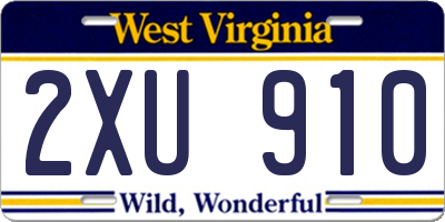 WV license plate 2XU910