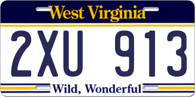 WV license plate 2XU913