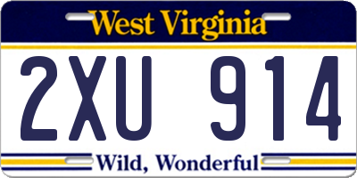 WV license plate 2XU914