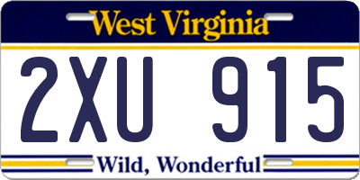 WV license plate 2XU915