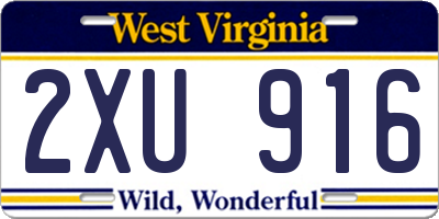 WV license plate 2XU916