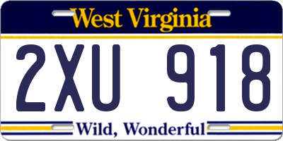WV license plate 2XU918