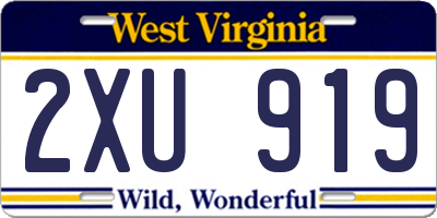 WV license plate 2XU919