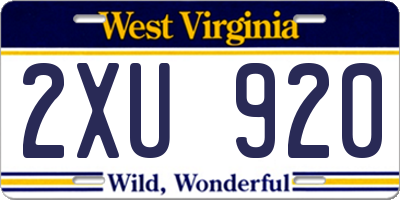 WV license plate 2XU920