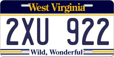WV license plate 2XU922