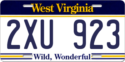 WV license plate 2XU923