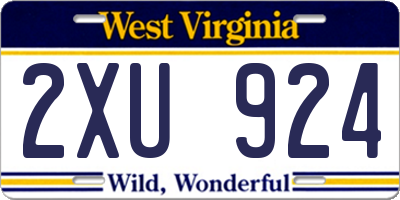 WV license plate 2XU924