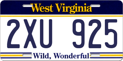 WV license plate 2XU925