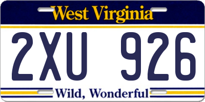 WV license plate 2XU926