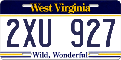WV license plate 2XU927
