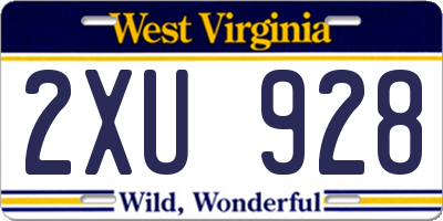 WV license plate 2XU928