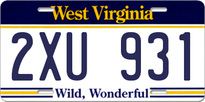 WV license plate 2XU931