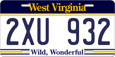 WV license plate 2XU932