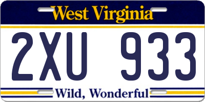 WV license plate 2XU933