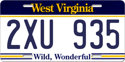 WV license plate 2XU935