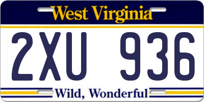 WV license plate 2XU936
