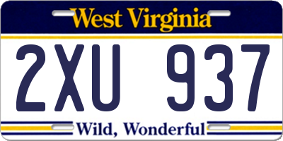 WV license plate 2XU937