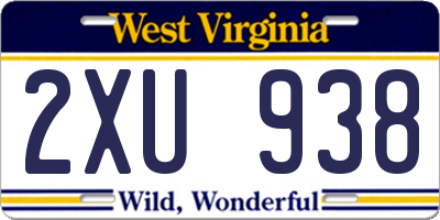 WV license plate 2XU938