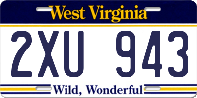 WV license plate 2XU943