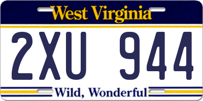 WV license plate 2XU944