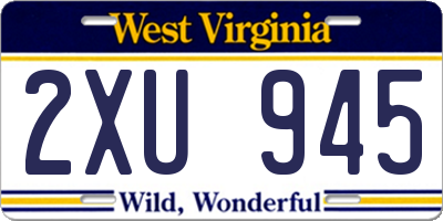 WV license plate 2XU945