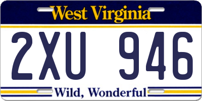 WV license plate 2XU946
