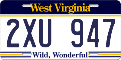 WV license plate 2XU947