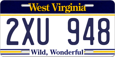 WV license plate 2XU948