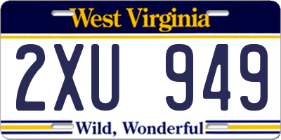 WV license plate 2XU949