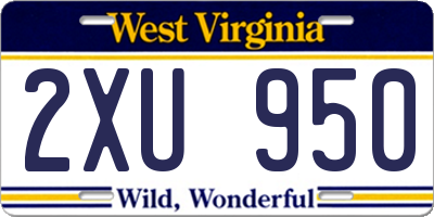 WV license plate 2XU950