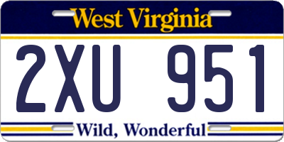 WV license plate 2XU951