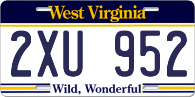 WV license plate 2XU952