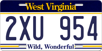 WV license plate 2XU954