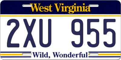 WV license plate 2XU955