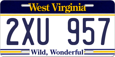 WV license plate 2XU957