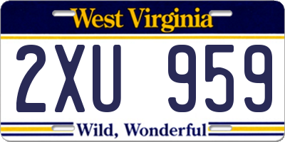 WV license plate 2XU959