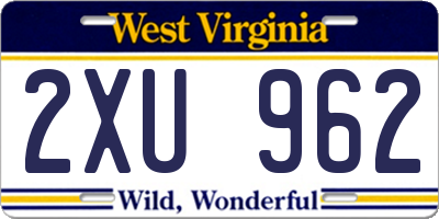 WV license plate 2XU962