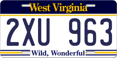 WV license plate 2XU963