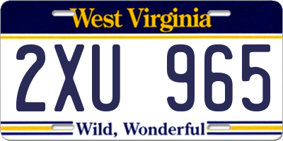 WV license plate 2XU965