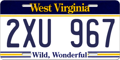 WV license plate 2XU967