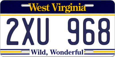 WV license plate 2XU968
