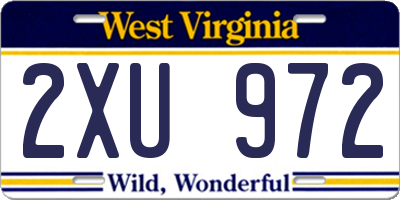 WV license plate 2XU972