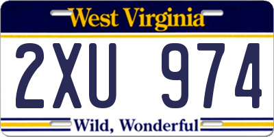 WV license plate 2XU974