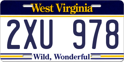 WV license plate 2XU978