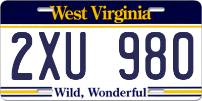 WV license plate 2XU980